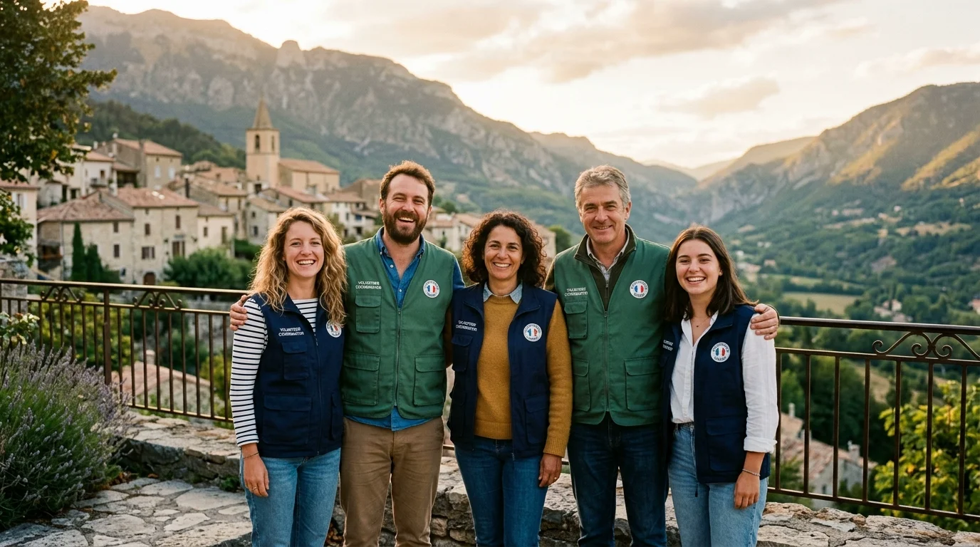 Portrait des bénévoles engagés lors d'une journée d'accueil au Bousquet-d'Orb